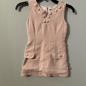 Pumpkin Patch Girls‎ Pink Tweed Sleeveless Shift Dress Button Detail Size 8
